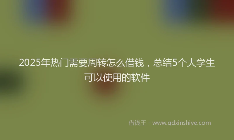 2025年热门需要周转怎么借钱，总结5个大学生可以使用的软件