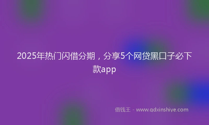 2025年热门闪借分期，分享5个网贷黑口子必下款app
