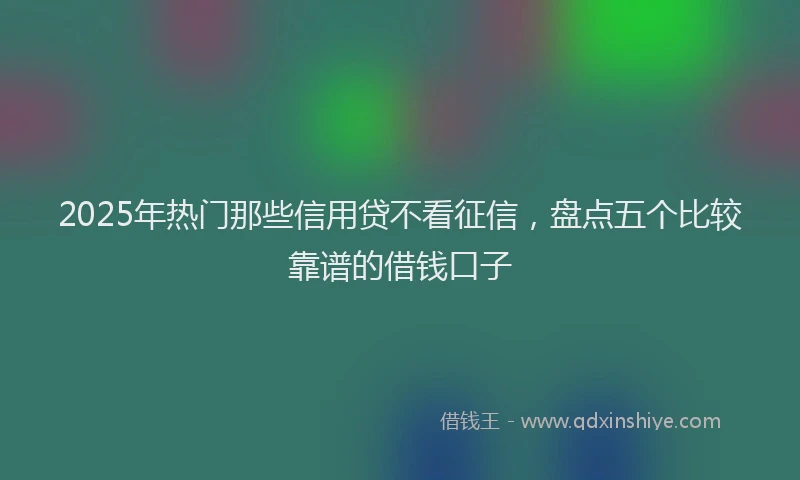 2025年热门那些信用贷不看征信，盘点五个比较靠谱的借钱口子
