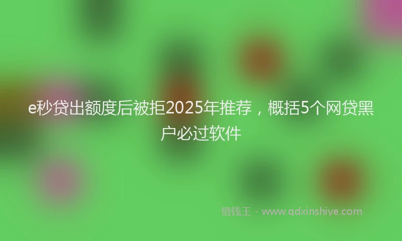e秒贷出额度后被拒2025年推荐，概括5个网贷黑户必过软件