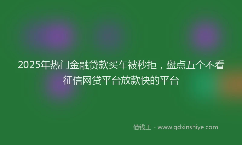 2025年热门金融贷款买车被秒拒，盘点五个不看征信网贷平台放款快的平台