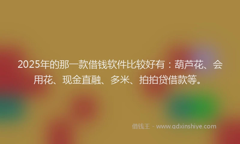 2025年的那一款借钱软件比较好有：葫芦花、会用花、现金直融、多米、拍拍贷借款等。