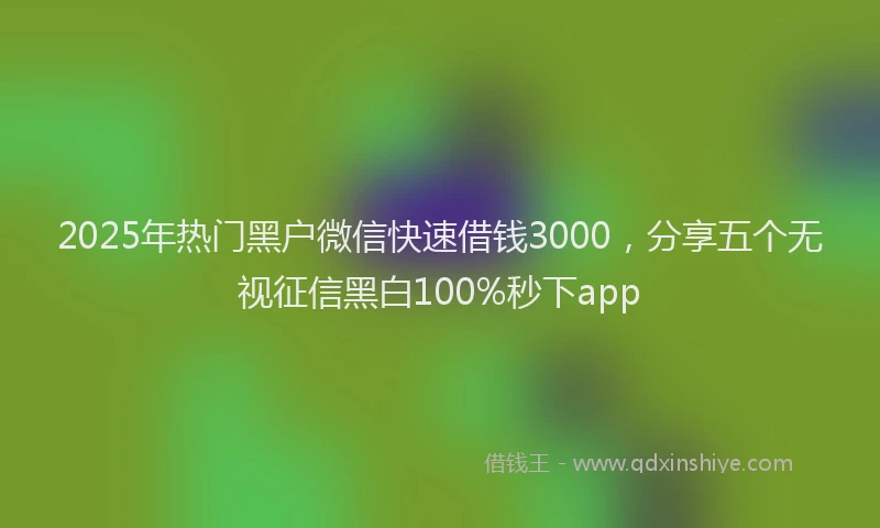 2025年热门黑户微信快速借钱3000，分享五个无视征信黑白100%秒下app