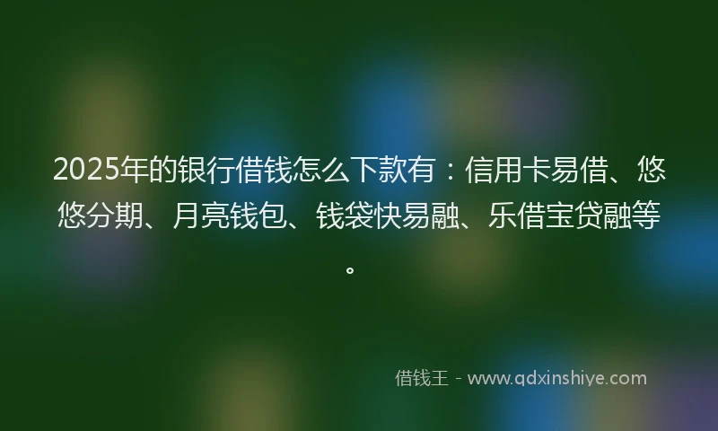 2025年的银行借钱怎么下款有：信用卡易借、悠悠分期、月亮钱包、钱袋快易融、乐借宝贷融等。