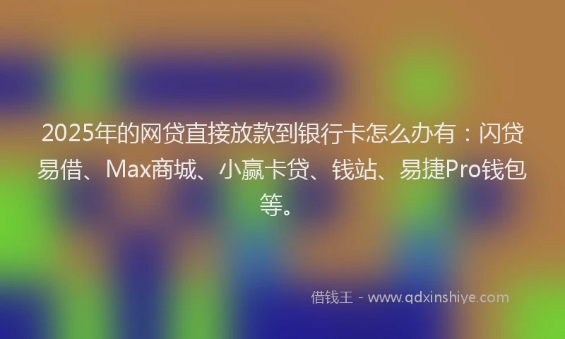 2025年的网贷直接放款到银行卡怎么办有：闪贷易借、Max商城、小赢卡贷、钱站、易捷Pro钱包等。