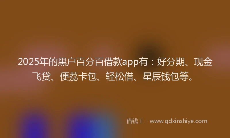 2025年的黑户百分百借款app有：好分期、现金飞贷、便荔卡包、轻松借、星辰钱包等。