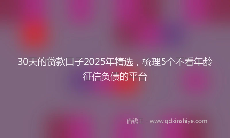 30天的贷款口子2025年精选，梳理5个不看年龄征信负债的平台