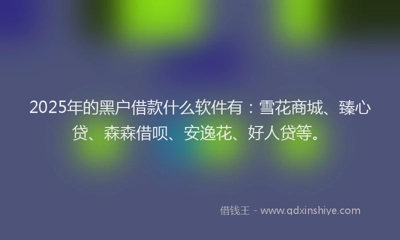 2025年的黑户借款什么软件有：雪花商城、臻心贷、森森借呗、安逸花、好人贷等。