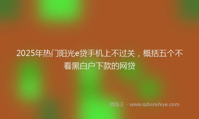 2025年热门阳光e贷手机上不过关,概括五个不看黑白户下款的网贷