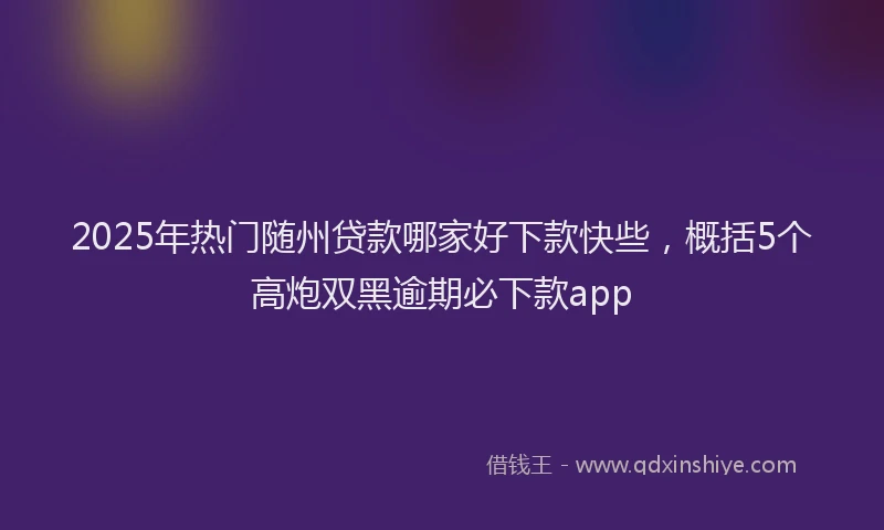 2025年热门随州贷款哪家好下款快些，概括5个高炮双黑逾期必下款app