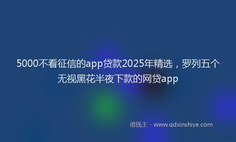 5000不看征信的app贷款2025年精选，罗列五个无视黑花半夜下款的网贷app