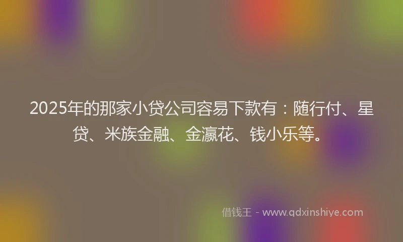 2025年的那家小贷公司容易下款有：随行付、星贷、米族金融、金瀛花、钱小乐等。