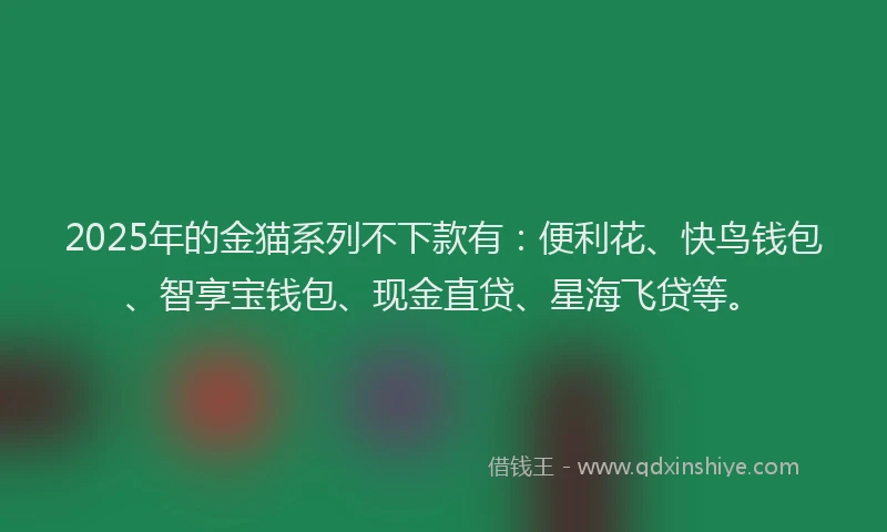 2025年的金猫系列不下款有：便利花、快鸟钱包、智享宝钱包、现金直贷、星海飞贷等。