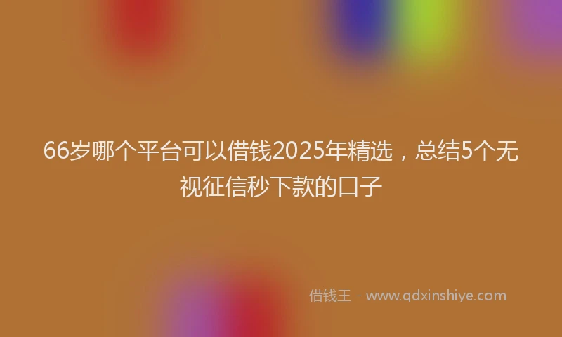 66岁哪个平台可以借钱2025年精选，总结5个无视征信秒下款的口子