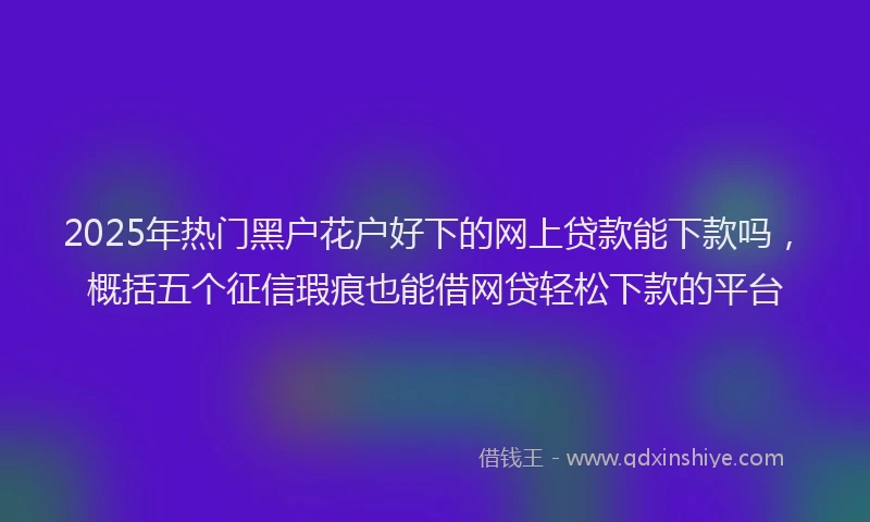 2025年热门黑户花户好下的网上贷款能下款吗,概括五个征信瑕疵也能借网贷轻松下款的平台
