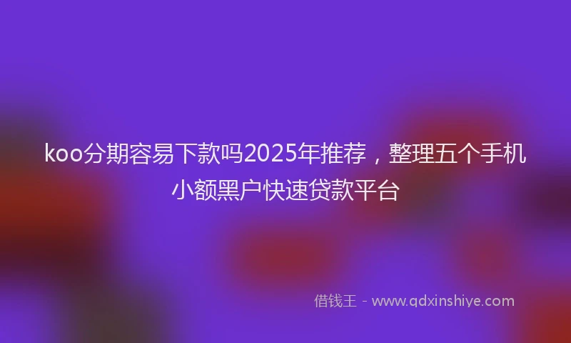 koo分期容易下款吗2025年推荐，整理五个手机小额黑户快速贷款平台