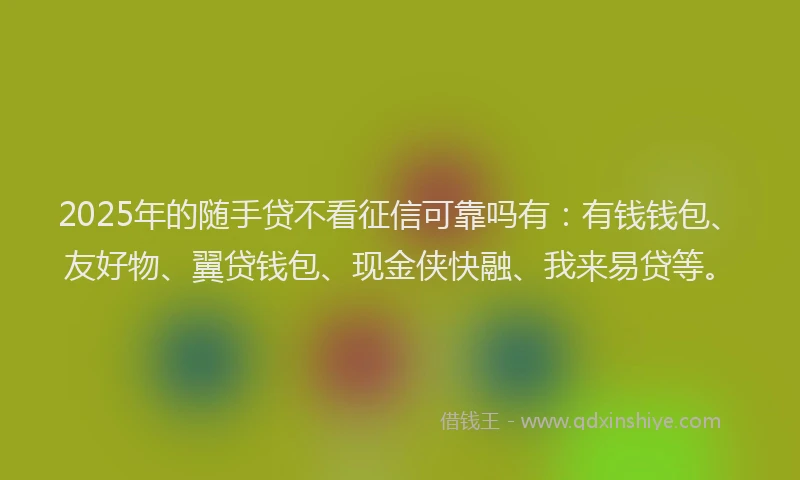 2025年的随手贷不看征信可靠吗有：有钱钱包、友好物、翼贷钱包、现金侠快融、我来易贷等。