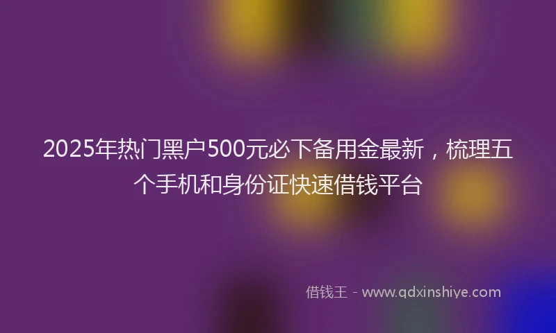 2025年热门黑户500元必下备用金最新,梳理五个手机和身份证快速借钱平台