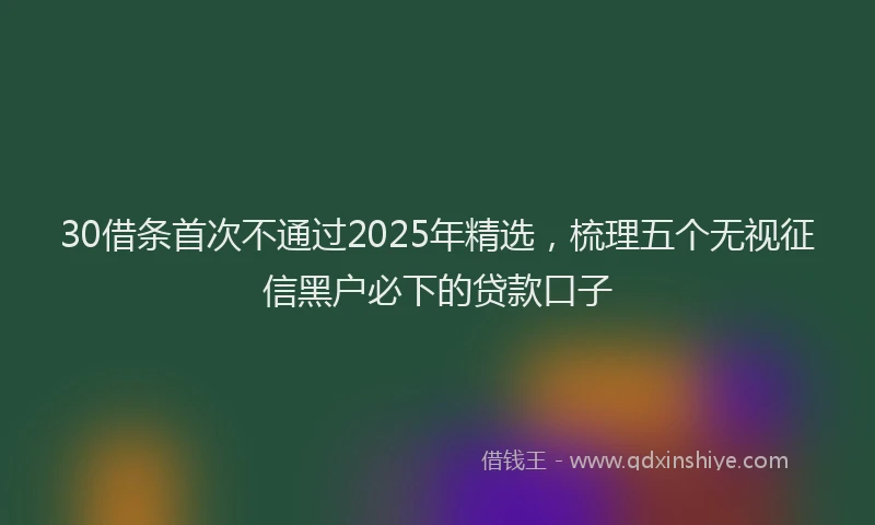 30借条首次不通过2025年精选，梳理五个无视征信黑户必下的贷款口子