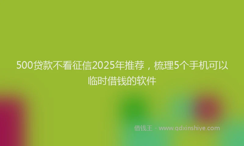 500贷款不看征信2025年推荐，梳理5个手机可以临时借钱的软件