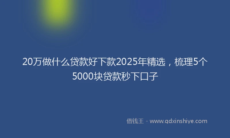 20万做什么贷款好下款2025年精选，梳理5个5000块贷款秒下口子