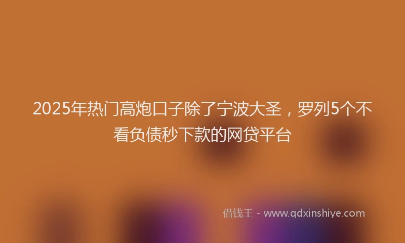 2025年热门高炮口子除了宁波大圣，罗列5个不看负债秒下款的网贷平台