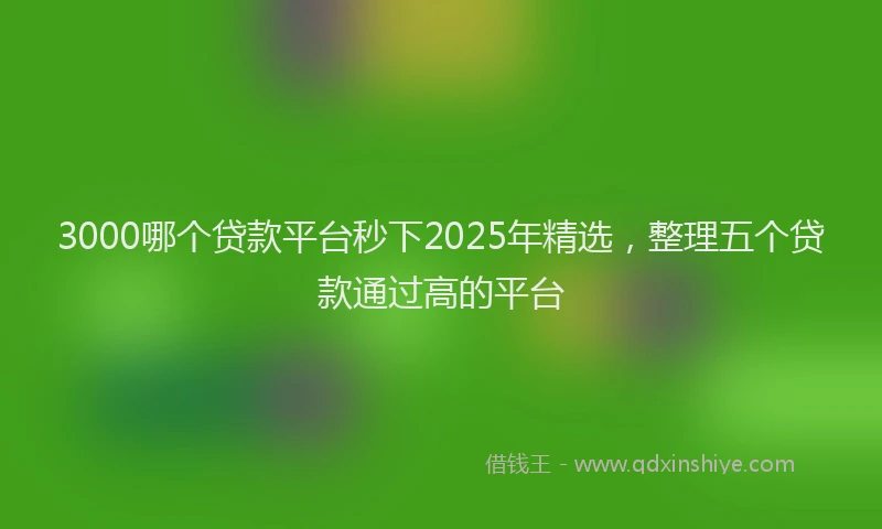 3000哪个贷款平台秒下2025年精选，整理五个贷款通过高的平台