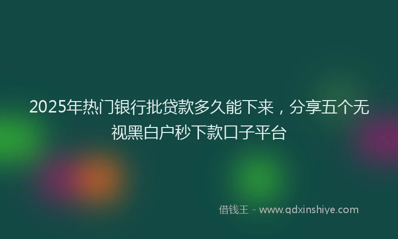 2025年热门银行批贷款多久能下来，分享五个无视黑白户秒下款口子平台