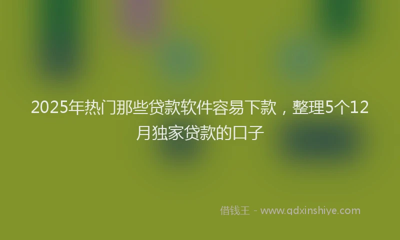 2025年热门那些贷款软件容易下款，整理5个12月独家贷款的口子