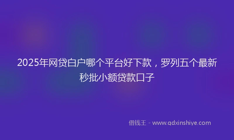 2025年网贷白户哪个平台好下款，罗列五个最新秒批小额贷款口子