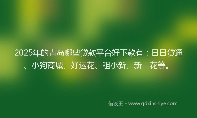 2025年的青岛哪些贷款平台好下款有：日日贷通、小狗商城、好运花、租小新、新一花等。