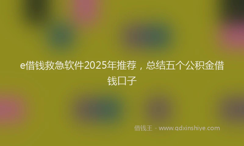 e借钱救急软件2025年推荐，总结五个公积金借钱口子