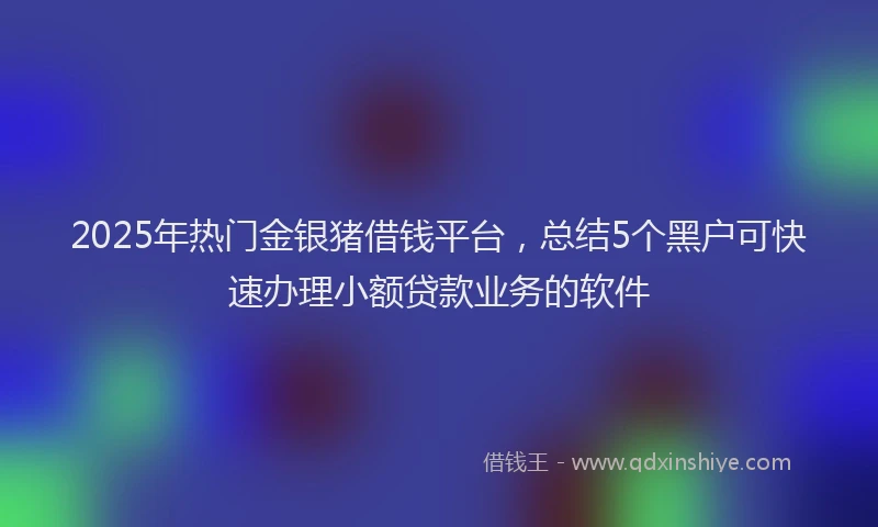 2025年热门金银猪借钱平台，总结5个黑户可快速办理小额贷款业务的软件