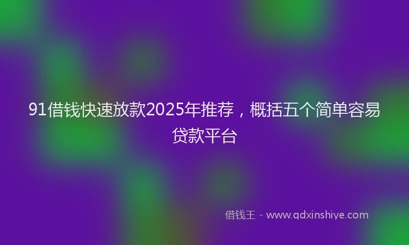 91借钱快速放款2025年推荐，概括五个简单容易贷款平台