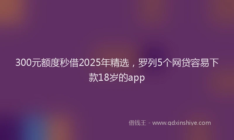 300元额度秒借2025年精选，罗列5个网贷容易下款18岁的app