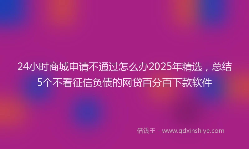 24小时商城申请不通过怎么办2025年精选，总结5个不看征信负债的网贷百分百下款软件