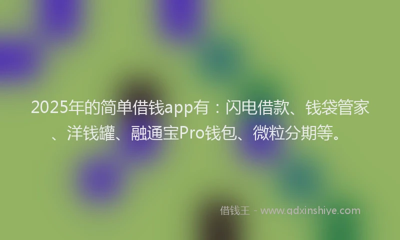 2025年的简单借钱app有：闪电借款、钱袋管家、洋钱罐、融通宝Pro钱包、微粒分期等。