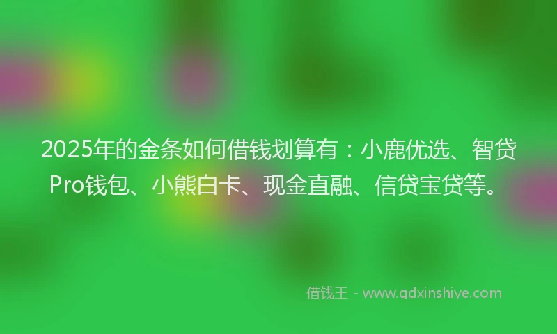 2025年的金条如何借钱划算有：小鹿优选、智贷Pro钱包、小熊白卡、现金直融、信贷宝贷等。