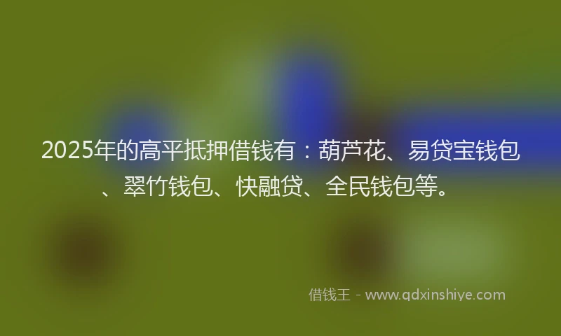 2025年的高平抵押借钱有：葫芦花、易贷宝钱包、翠竹钱包、快融贷、全民钱包等。