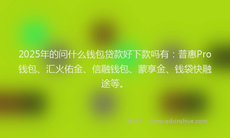 2025年的问什么钱包贷款好下款吗有：普惠Pro钱包、汇火佑金、信融钱包、蒙享金、钱袋快融途等。