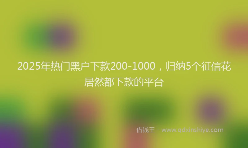 2025年热门黑户下款200-1000，归纳5个征信花居然都下款的平台
