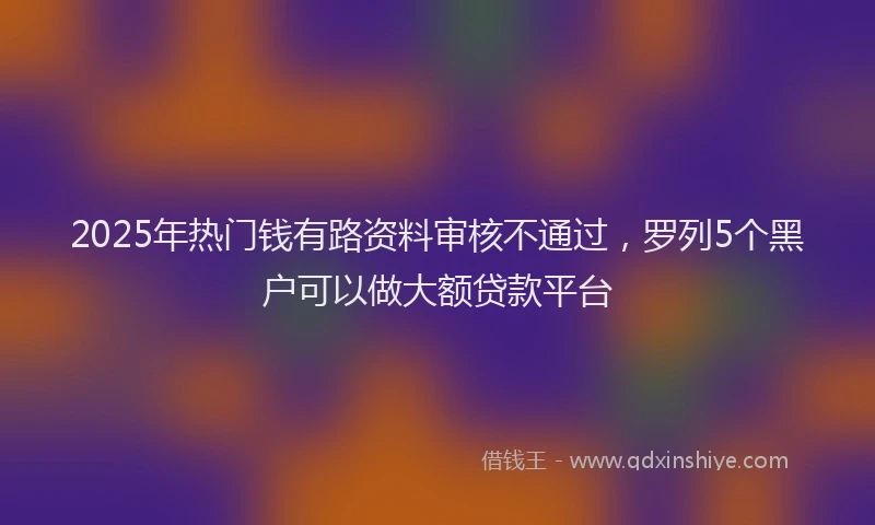 2025年热门钱有路资料审核不通过，罗列5个黑户可以做大额贷款平台