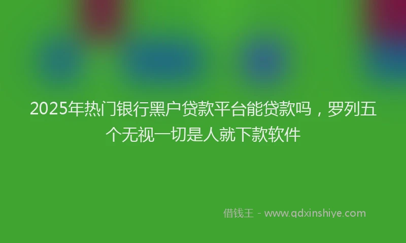 2025年热门银行黑户贷款平台能贷款吗，罗列五个无视一切是人就下款软件