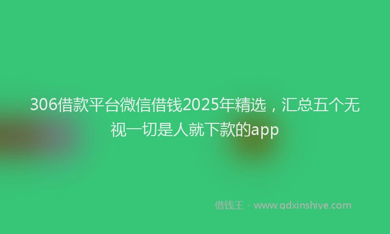 306借款平台微信借钱2025年精选，汇总五个无视一切是人就下款的app