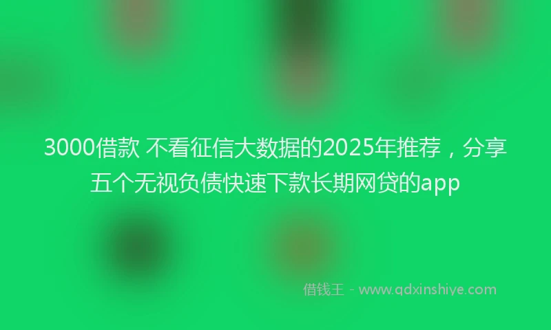 3000借款 不看征信大数据的2025年推荐，分享五个无视负债快速下款长期网贷的app