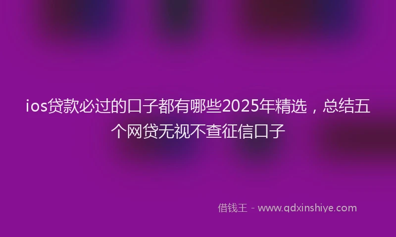 ios贷款必过的口子都有哪些2025年精选，总结五个网贷无视不查征信口子