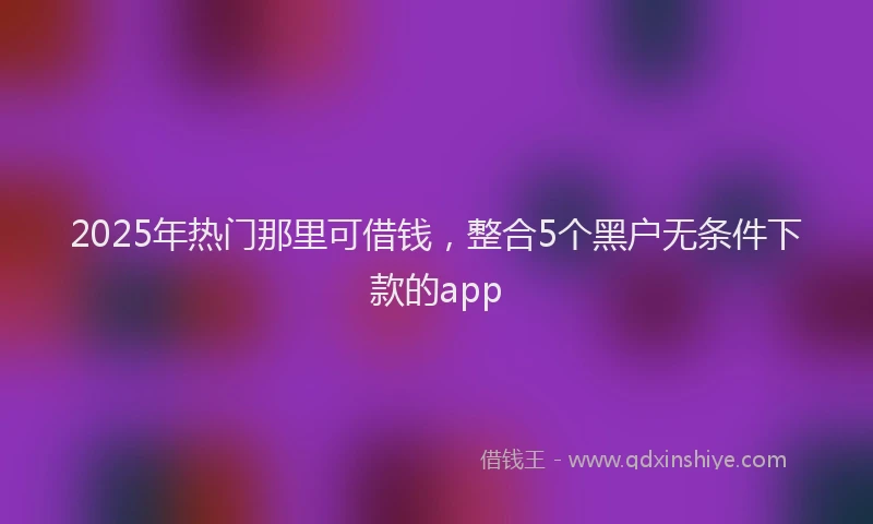 2025年热门那里可借钱，整合5个黑户无条件下款的app