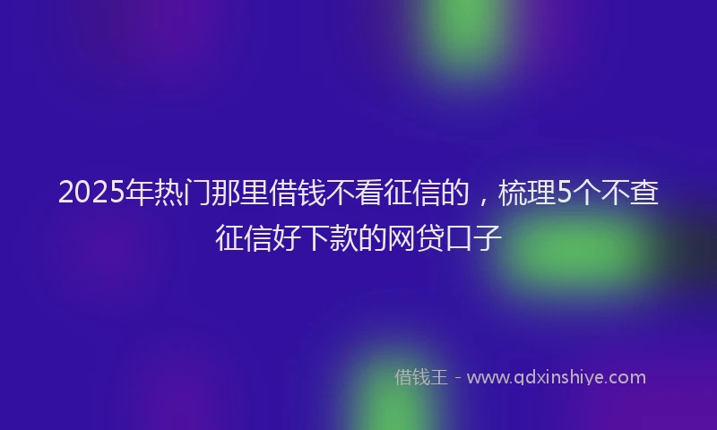 2025年热门那里借钱不看征信的，梳理5个不查征信好下款的网贷口子