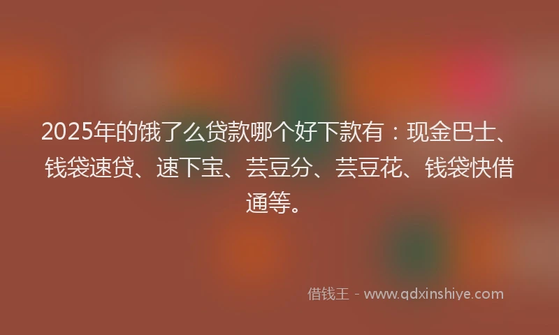 2025年的饿了么贷款哪个好下款有：现金巴士、钱袋速贷、速下宝、芸豆分、芸豆花、钱袋快借通等。