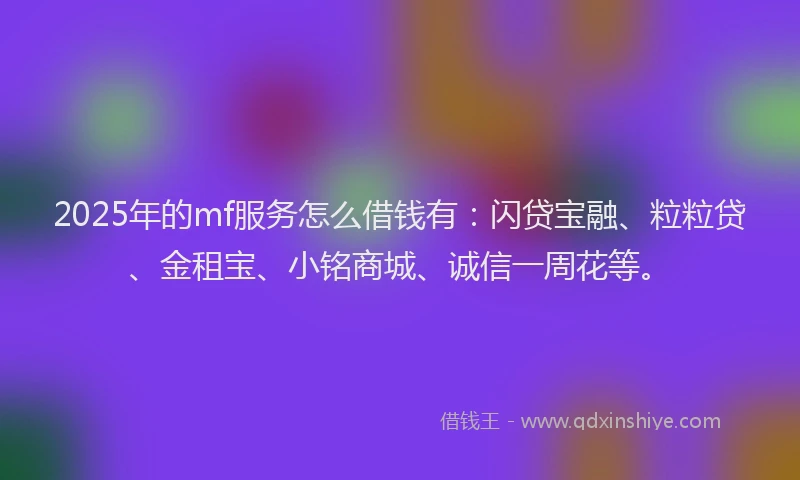 2025年的mf服务怎么借钱有:闪贷宝融、粒粒贷、金租宝、小铭商城、诚信一周花等。